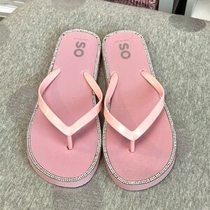 SO pink w/ Silver Rhinestones Flip Flops Size 8